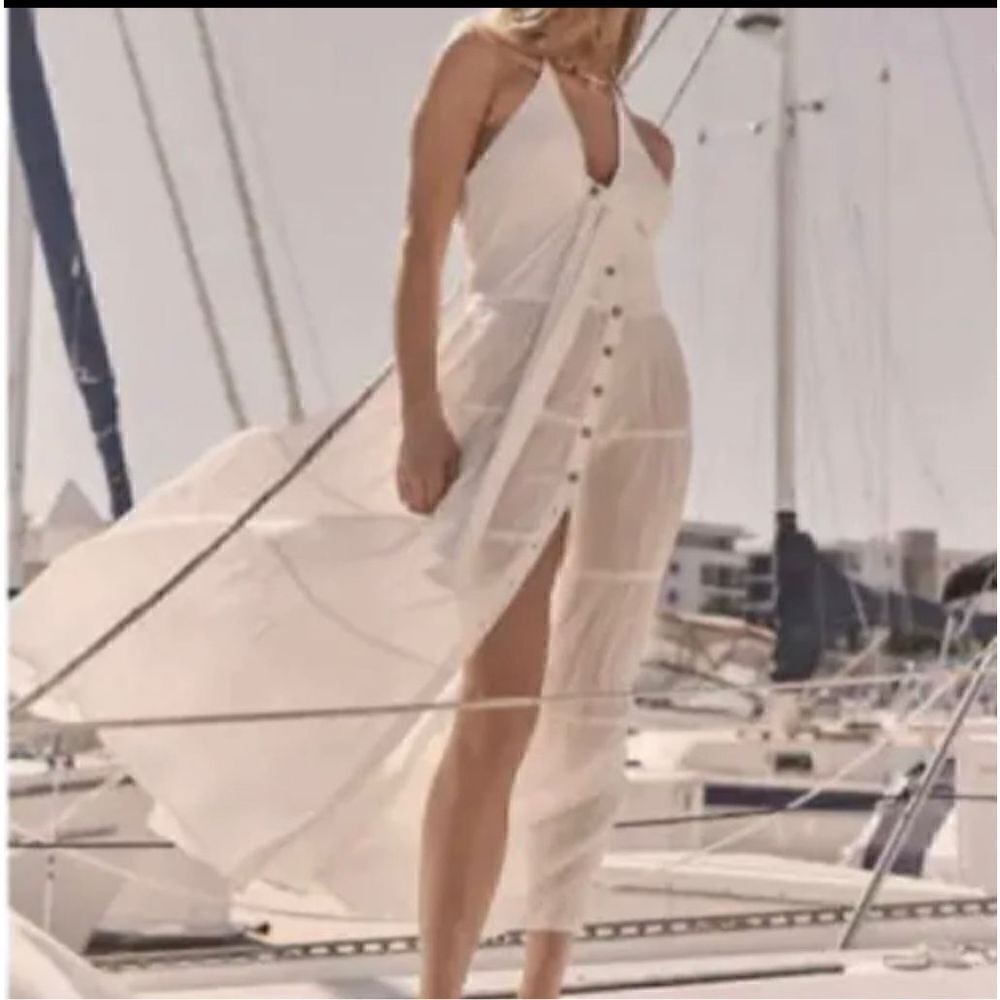 Free People A Little Extra Endless Summer Tie Front halter Maxi Dress m - Picture 7 of 7